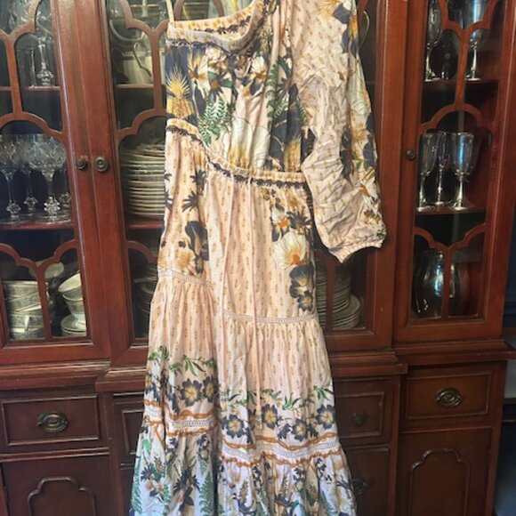 Farm Rio Dresses & Skirts - Farm Rio Dress- XS, Floral one-shoulder cotton maxi dress in pink